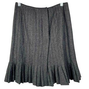 charles nolan couture wool pleated wrap flounce hem knee-length skirt charcoal 6